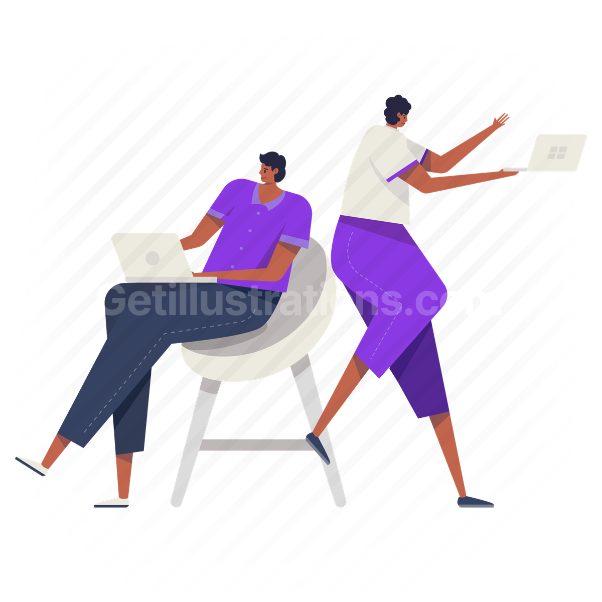 working together, computer, laptop, electronic, device, chair, furniture